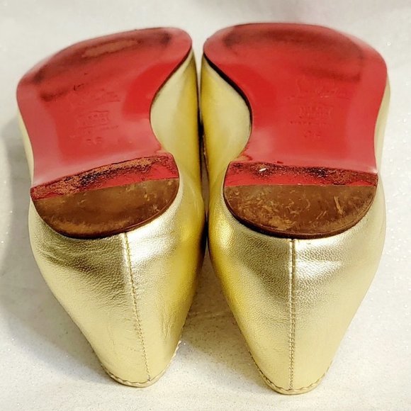 Christian LOUBOUTIN Gold Leather Ballet Style Flats 36 - Picture 8 of 8